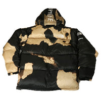 2021AW Supreme × THE NORTH FACE Bleached Denim Print Nuptse Jacket Black