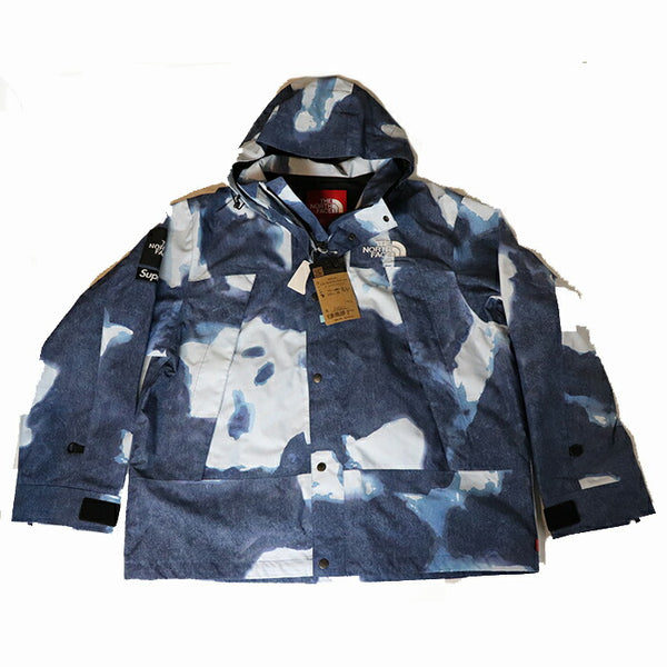 2021AW Supreme × THE NORTH FACE Bleached Denim Print Mountain Jacket Indigo