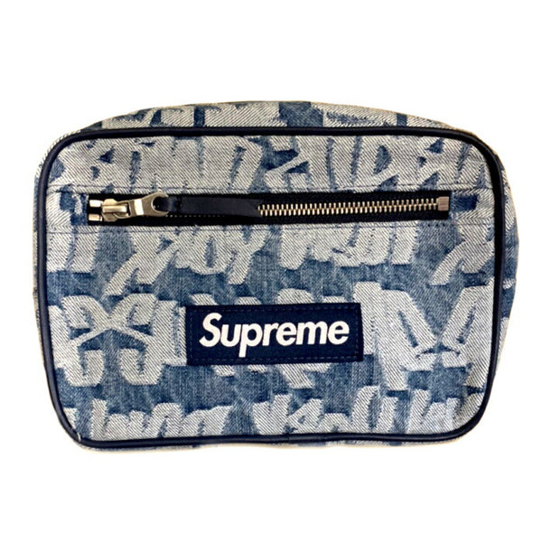 2022SS Supreme Fat Tip Jacquard Denim Waist Bag Blue