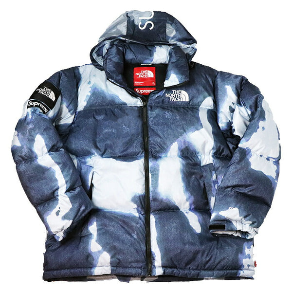 2021AW Supreme × THE NORTH FACE Bleached Denim Print Nuptse Jacket Indigo