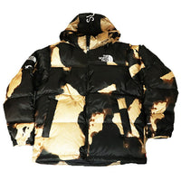 2021AW Supreme × THE NORTH FACE Bleached Denim Print Nuptse Jacket Black