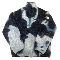 2021AW Supreme × THE NORTH FACE Bleached Denim Print Fleece Jacket Blue