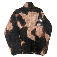 2021AW Supreme × THE NORTH FACE Bleached Denim Print Fleece Jacket Black