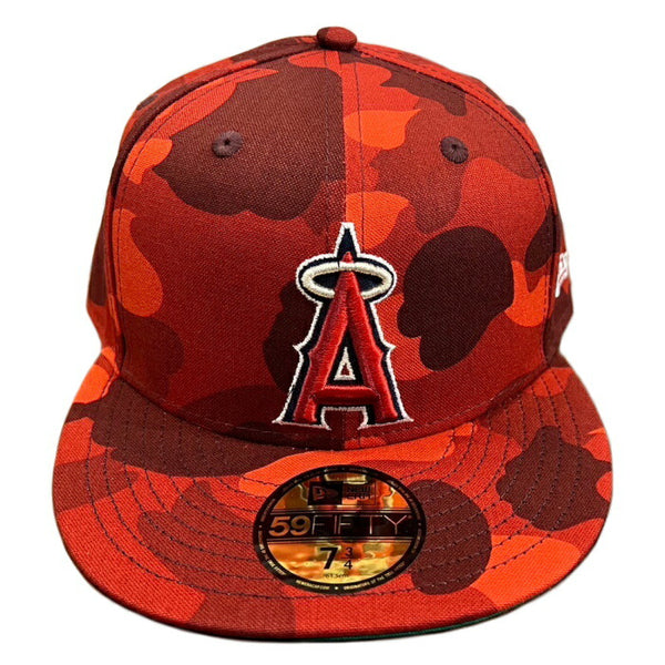 2024SS BAPE A BATHING APE MLB NEW ERA ANGELS 59Fiftiy Cap Red