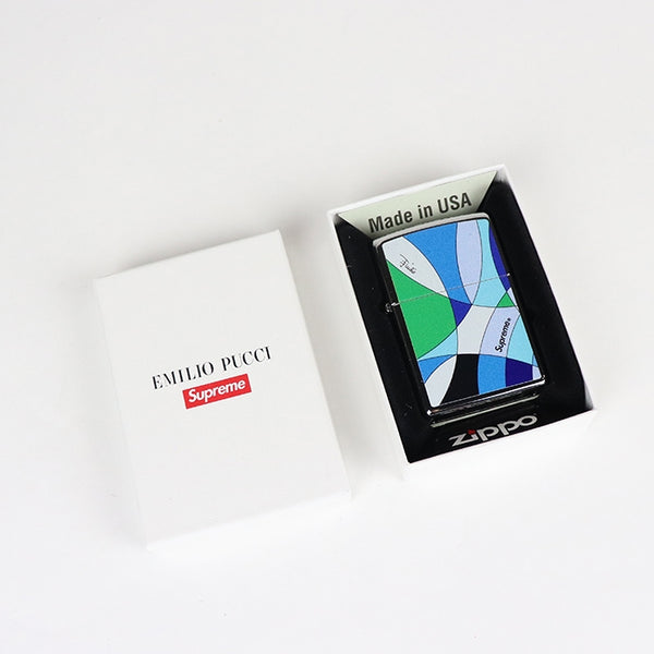 2021SS Supreme × Emilio Pucci Zippo Blue